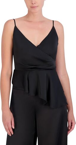 BCBGMAXAZRIA Women's Sleeveless Surplice Neck Peplum Top in Saudi Arabia