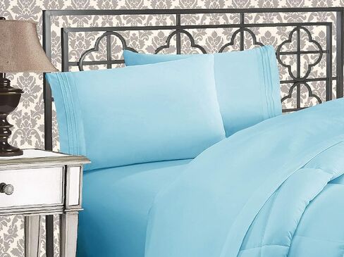 Elegant Comfort 1500 Premier Wrinkle & Fade Resistant Hotel Quality Ultra Soft Luxurious 4-Piece Bed Sheet Set with Deep Pockets, Twin/Twin XL Aqua in Kuwait