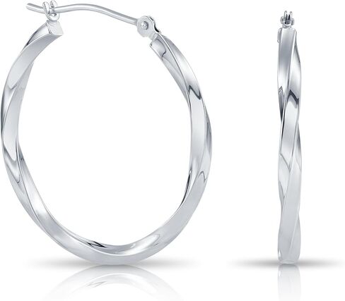 10K White Gold Classic Twisted Round Hoop Earrings in Saudi Arabia