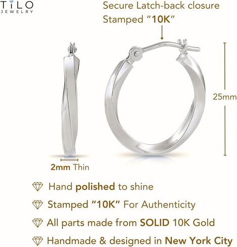 10K White Gold Classic Twisted Round Hoop Earrings in Saudi Arabia