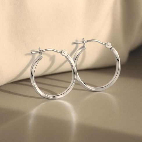 10K White Gold Classic Twisted Round Hoop Earrings in Saudi Arabia