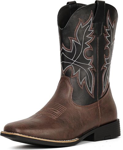 IUV Cowboy Boots for Men Western Boots Square Toe Slip on Embroidered arch support Boot Fashionable Pull On for Spring Fall in Kuwait