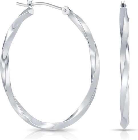 10K White Gold Classic Twisted Round Hoop Earrings in Saudi Arabia