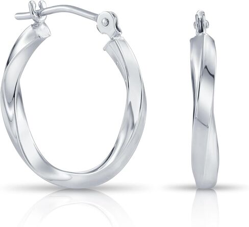 10K White Gold Classic Twisted Round Hoop Earrings in Saudi Arabia