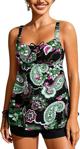 Septangle المرأة زائد حجم مايوه بيزلي طباعة قطعتين ملابس السباحة Tankini ملابس السباحة in Kuwait