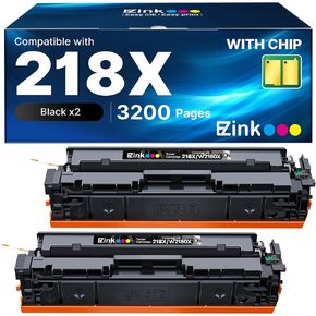 حبر E-Z 218X مع رقاقة متوافقة مع خراطيش حبر HP 218X حبر أسود 218A لحبر HP Color LaserJet pro MFP 3301fdw Toner 3301cdw 3201dw 3301sdw مجموعة حبر الطابعة W2180A W2180X (2 أسود) in Kuwait