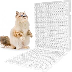 16 x 13 Inch Clear Cat Scat Mat with Spikes Outdoor, Cat Deterrent Spikes Mat with 50 Stickers(10 Packs) in Kuwait