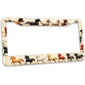 Wild Horse License Plate Frame Animals Herd Gallop Desert Dust Vintage Personalise Metal Car Plates Funny License Plate Frames Decorative for Men Women 6 X 12 Inch with Screws in Saudi Arabia