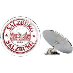 Salzburg City Austria Grunge Rubber Stamp Round Metal 0.75" Lapel Pin Hat Shirt Pin Tie Tack Pinback in Kuwait
