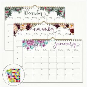 تقويم حائط 2026 - تقويم جداري لمدة 12 شهرًا يناير 2026 - ديسمبر 2026، 28 × 21 سم، تصميم زهور بسيط مبتكر، مناسب للتعليق على الحائط، لتنظيم تخطيط المكاتب المنزلية والمدرسة. in Kuwait