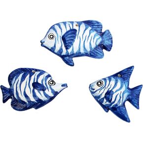 Cactus Canyon Ceramics Spanish 3-Piece Fish Wall Hanger Set, Dory Blue in Saudi Arabia