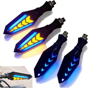 4 PCS Motorcycle Turn Signal Lights, 12V LED Arrow Shape with Flowing Motorcycle Lights, Dual Sided Daytime Running Lights, Universal for Most Motorcycles (Blue) in Kuwait