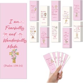 100 Pcs Christian Bookmarks, Religious Pink Bow Cross Flower Paper Bookmark Bulk for Women, Inspirational Bible Verse Book Mark Gift for Reading Lovers Church Accessories in Kuwait