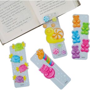 Fun Express Bulk 48 Piece Candy Critters Transparent Bookmarks with Glitter in Kuwait