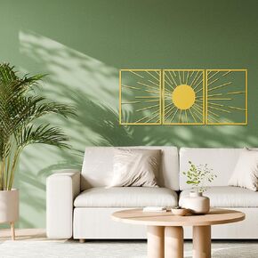Xedatric Golden Sunburst Metal Wall Art–3-Piece Sun Wall Art Set in Luxe Gold–Durable Gold Metal Wall Decor for Living Room, Bedroom, or Gifts in Kuwait