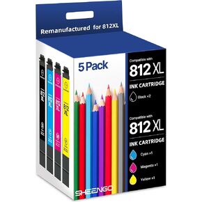 812XL Ink Cartridges Combo Pack Remanufactured Replacement for 812XL Ink Cartridge Epson for Epson 812XL 812 XL T812XL for Workforce Pro WF-7840 WF-7820 WF-7310 EC-C7000 Printer（5 Pack, 812XL） in Kuwait