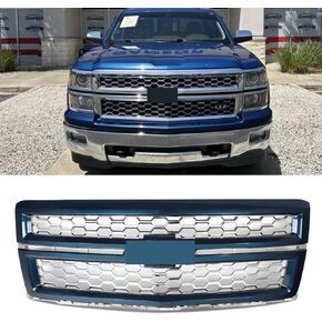 Summit White Frame+Black Front Grill Honeycomb Grille Compatible with 2014 2015 Chevy Silverado 1500 LTZ Style Truck Replace for 22757223,GM1200696 in Saudi Arabia