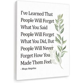 Gwisml Inspirational Quote Canvas Wall Art Motivational I've Learned That People Will Never Forget How You Made Them Feel Quote Canvas Print Positive Painting for Women Home Office Wall Decor in Kuwait