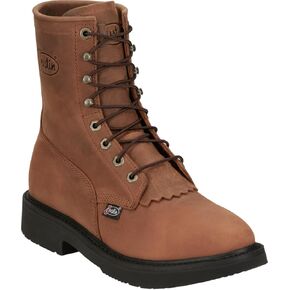 Justin Boot Company (WSL) Mens Livestock Aged Brown 8In LaceUp Round Soft Toe Work Boot in Kuwait