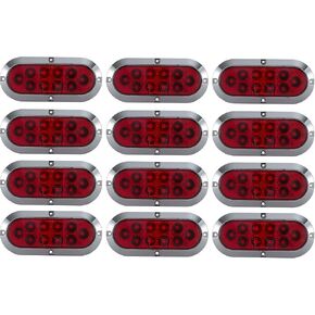 Long Haul Red 6 بوصات إيقاف تثبيت على السطح البيضاوي / الذيل / تشغيل LED مع إطار من الكروم | طقم (عبوتان) in Kuwait