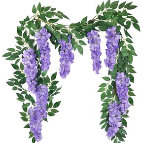 CISDUEO Wisteria Hanging Flowers Wisteria Flowers Vine Garland Wedding Arch Decoration Purple Blue 6.56 Ft Artificial Wisteria Vines Hanging Flower Vines Silk for Party Garden Home Table Backdrop in Kuwait