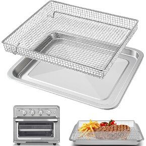 Air Fryer Basket Tray Replacement for Cuisinart TOA-60 TOA-65 TOA-70 Toaster Air Fryer Convection Oven, 12.2 * 11'' Mesh Air Fryer Stainless Steel Basket Wire Rack Accessories Parts, Dishwasher Safe in Kuwait