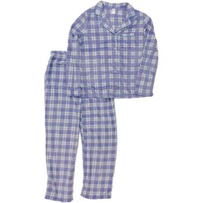 Adonna Womens Purple & Blue Plaid Fleece Pajamas Button Front Sleepwear Set in Saudi Arabia