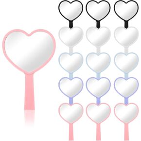 15 Pcs Heart Shaped Handheld Mirror Small Travel Makeup Mirrors with Handle Mini Heart Bulk Plastic Cosmetic Gift for Women (Bright Color) in Kuwait