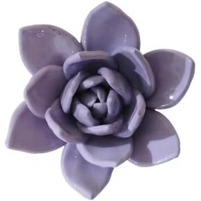 Ceramic Wall Flower Decor Artificial 3D Flower Wall Art，Handmade 3D Wall Art Hanging Sculpture， Porcelain Flower Wall Décor (Purple，Succulent Plant，3.54") in Kuwait