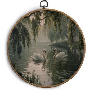 KTYHD Vintage Japanese Crane Wall Art Decor, Vintage Japandi Asian Crane Round Canvas Wall Art,Oriental Japandi Asian Decor for Kitchen Bathroom Home in Saudi Arabia