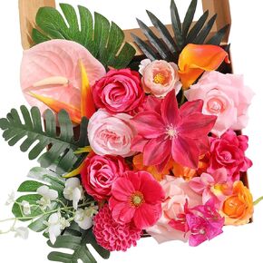 Alecono Artificial Flowers, Hot Pink and Yellow Silk Fake Flowers for Valentines Day Home Decor, DIY Wedding Bouquets, Cake Flowers for Table Centerpieces Baby Shower Birthday Party Decorations in Kuwait