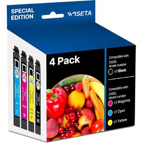 Wiseta Remanufactured 200XL Ink Cartridges Replacement for Epson 200XL Ink Cartridges Combo Pack to Use with XP-200, XP-300, XP-310, XP-400, XP-410 WF-2520, WF-2530, WF-2540 Printer(4 Pack) in Kuwait