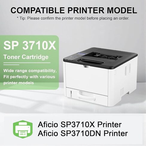 عبوة واحدة من خرطوشة الحبر الأسود SP 3710X: خرطوشة حبر بديلة متوافقة مع SP 3710X (408284) لطابعة Ricoh SP3710X SP3710DN، كل منها 7000 صفحة in Kuwait