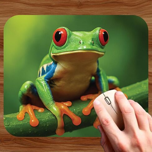 Green Frog Wild Animal Theme Mouse Pad Mat Mousepad for Desk Computer Laptop PC Gaming Home or Office Gift (MP131) in Kuwait
