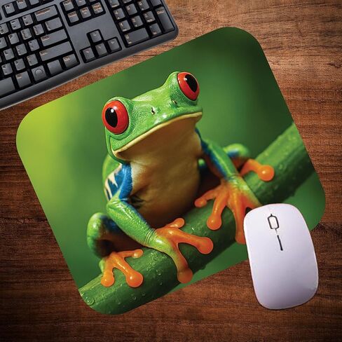Green Frog Wild Animal Theme Mouse Pad Mat Mousepad for Desk Computer Laptop PC Gaming Home or Office Gift (MP131) in Kuwait