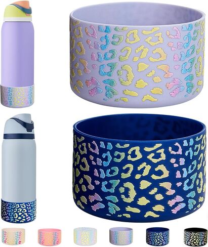 حذاء زجاجة مياه من السيليكون من WK IEASON مكون من قطعتين لـ Owala 32oz، قاعدة غطاء سفلي للقارورة الواقية لزجاجات Owala FreeSip Twist and Flip قارورة (كريم × 2، 32 أونصة) in Kuwait