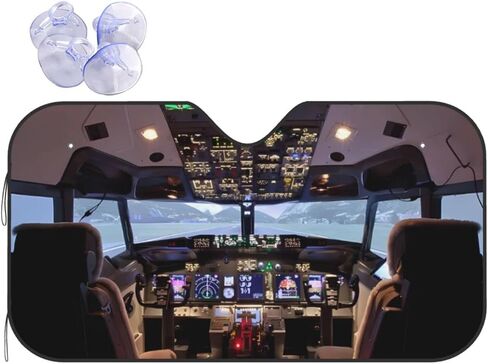 Car Windshield Sunshade - Airplane Aircraft Cockpit, Sun Visor Protector Blocks UV Rays Universal Auto Accessories Keep Your Vehicle Cool for Car Truck or SUV - Medium in Saudi Arabia