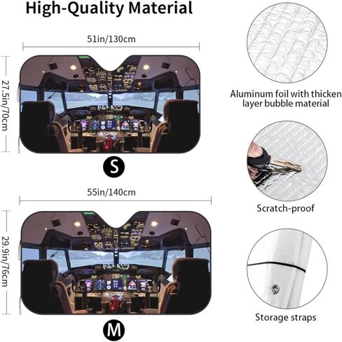 Car Windshield Sunshade - Airplane Aircraft Cockpit, Sun Visor Protector Blocks UV Rays Universal Auto Accessories Keep Your Vehicle Cool for Car Truck or SUV - Medium in Saudi Arabia