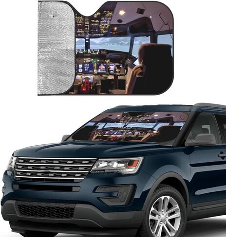 Car Windshield Sunshade - Airplane Aircraft Cockpit, Sun Visor Protector Blocks UV Rays Universal Auto Accessories Keep Your Vehicle Cool for Car Truck or SUV - Medium in Saudi Arabia