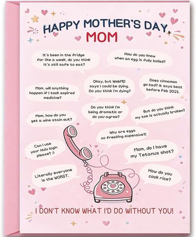 OJsensai Funny Mother's Day Card for Mom, Cute Mom Inquiry Humor Card from Daughter Son, Happy Mothers Day Mom Appreciation Card in Saudi Arabia