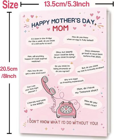 OJsensai Funny Mother's Day Card for Mom, Cute Mom Inquiry Humor Card from Daughter Son, Happy Mothers Day Mom Appreciation Card in Saudi Arabia