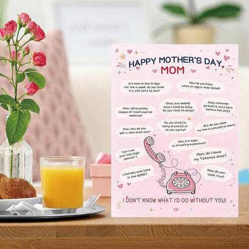 OJsensai Funny Mother's Day Card for Mom, Cute Mom Inquiry Humor Card from Daughter Son, Happy Mothers Day Mom Appreciation Card in Saudi Arabia