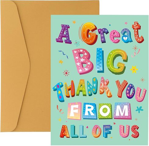 بطاقة شكر كبيرة مع ظرف، 40 × 27 سم / 15.7 × 10.6 بوصة، بطاقة تهنئة كبيرة الحجم كبيرة الحجم كبيرة الحجم لتقدير الامتنان لرئيس المعلم والمدرب وزملاء العمل الذين يتركون هدية وداع (أخضر) in Kuwait