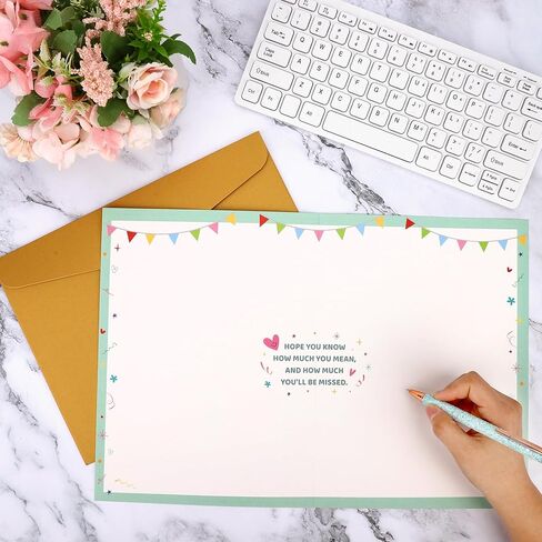 بطاقة شكر كبيرة مع ظرف، 40 × 27 سم / 15.7 × 10.6 بوصة، بطاقة تهنئة كبيرة الحجم كبيرة الحجم كبيرة الحجم لتقدير الامتنان لرئيس المعلم والمدرب وزملاء العمل الذين يتركون هدية وداع (أخضر) in Kuwait