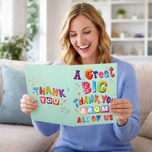 بطاقة شكر كبيرة مع ظرف، 40 × 27 سم / 15.7 × 10.6 بوصة، بطاقة تهنئة كبيرة الحجم كبيرة الحجم كبيرة الحجم لتقدير الامتنان لرئيس المعلم والمدرب وزملاء العمل الذين يتركون هدية وداع (أخضر) in Kuwait