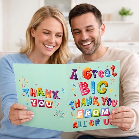 بطاقة شكر كبيرة مع ظرف، 40 × 27 سم / 15.7 × 10.6 بوصة، بطاقة تهنئة كبيرة الحجم كبيرة الحجم كبيرة الحجم لتقدير الامتنان لرئيس المعلم والمدرب وزملاء العمل الذين يتركون هدية وداع (أخضر) in Kuwait