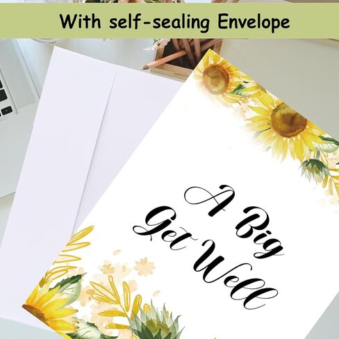 بطاقة تهنئة كبيرة جدًا بزهرة عباد الشمس العملاقة التي تفكر فيك، بطاقة تهنئة من المجموعة مع مظاريف كبيرة جدًا، هدية بطاقات شفاء قريبًا للرجال والنساء وزملاء العمل، 14 × 22 بوصة in Kuwait