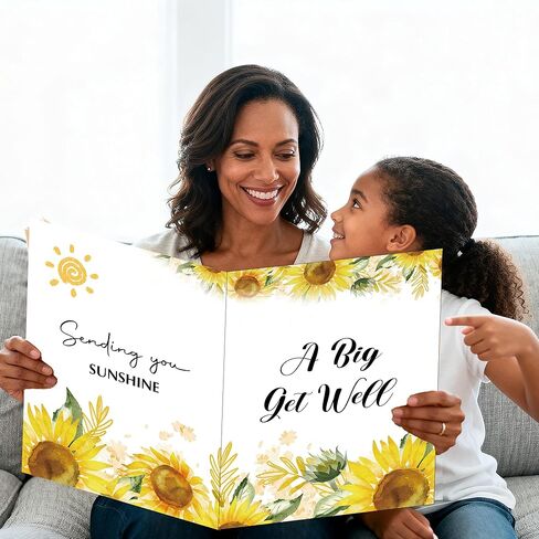بطاقة تهنئة كبيرة جدًا بزهرة عباد الشمس العملاقة التي تفكر فيك، بطاقة تهنئة من المجموعة مع مظاريف كبيرة جدًا، هدية بطاقات شفاء قريبًا للرجال والنساء وزملاء العمل، 14 × 22 بوصة in Kuwait