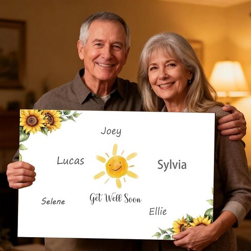 بطاقة تهنئة كبيرة جدًا بزهرة عباد الشمس العملاقة التي تفكر فيك، بطاقة تهنئة من المجموعة مع مظاريف كبيرة جدًا، هدية بطاقات شفاء قريبًا للرجال والنساء وزملاء العمل، 14 × 22 بوصة in Kuwait