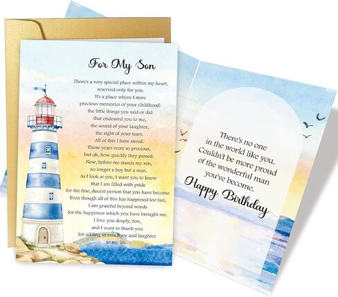 Supoeguk Sentimental Birthday Card for Son Adult, Poem Son Birthday Card from Mom Dad, There's No One in The World Like You... in Kuwait